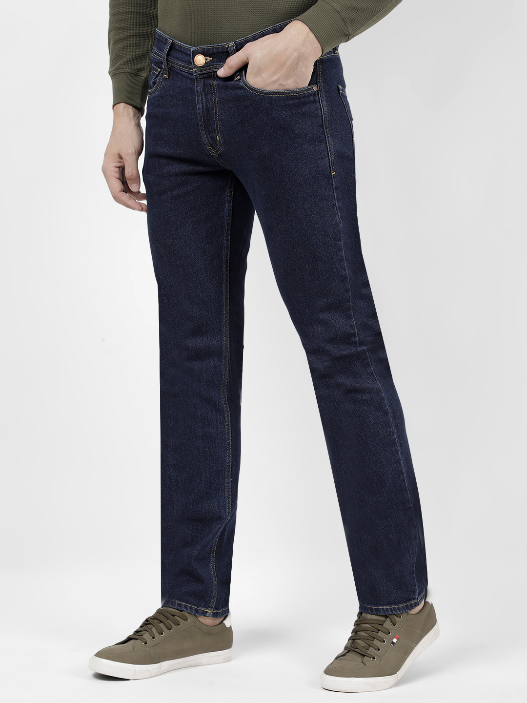 Numero Uno Men Solid Dark Blue Jeans